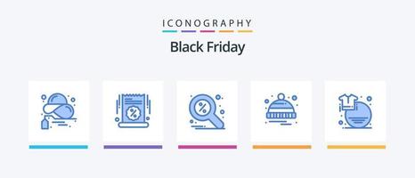 Black Friday Blue 5 Icon Pack inklusive Sale. Hut. Verkauf. kalt. Lupe. kreatives Symboldesign vektor