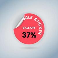 37 procent peeling klistermärke rosa Färg för försäljning av, rosa cirkel pris märka. vektor