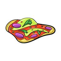 Vektor-illustration Mexikanische Käse-Tortilla mit Chili im niedlichen Cartoon-Stil. traditionelles mexikanisches gericht. vektor