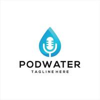 Podcast-Mikrofon-Design-Logo und Wasser-Logo. vektor