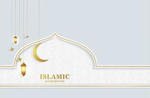 modern och elegant vit och guld islamic bakgrund vektor