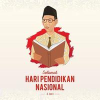 selamat hari pendidikan nasional 2 maj, översättning Maj 2, Lycklig nationell utbildning dag av indonesien vektor