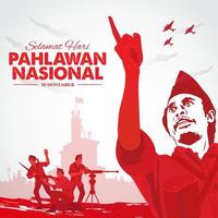 selamat hari pahlawan nationella. översättning, Lycklig indonesiska nationell hjältar dag. vektor illustration för hälsning kort, affisch och baner