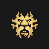 lejon huvud guld Färg flamma logotyp vektor