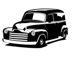 1965 klassisk panel lastbil isolerat sida se vit bakgrund. bäst för logotyper, märken, emblem, ikoner, tillgängliga i eps 10. vektor