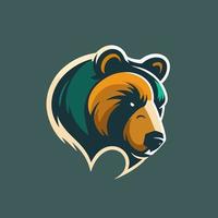 grizzly Björn huvud logotyp symbol design mall, emblem, sport logotyp vektor