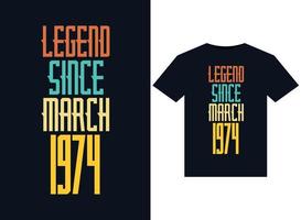 legende seit märz 1974 illustrationen für druckfertige t-shirt design vektor