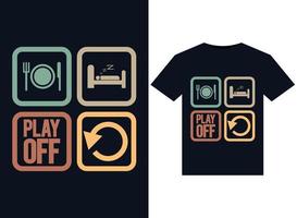 Eat Sleep Playoffs Wiederholungsillustrationen für druckfertiges T-Shirt-Design vektor