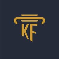 K F första logotyp monogram med pelare ikon design vektor bild