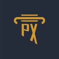 px anfängliches Logo-Monogramm mit Säulen-Icon-Design-Vektorbild vektor