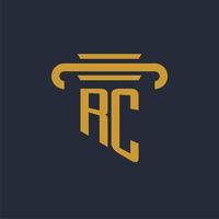 rc anfängliches Logo-Monogramm mit Säulen-Icon-Design-Vektorbild vektor