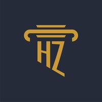 hz-Anfangslogo-Monogramm mit Säulen-Icon-Design-Vektorbild vektor