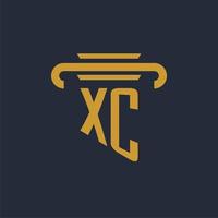 xc första logotyp monogram med pelare ikon design vektor bild