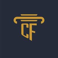 cf anfängliches Logo-Monogramm mit Säulen-Icon-Design-Vektorbild vektor