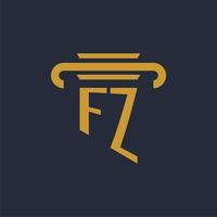 fz anfängliches Logo-Monogramm mit Säulen-Icon-Design-Vektorbild vektor