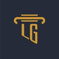 lg anfängliches Logo-Monogramm mit Säulen-Icon-Design-Vektorbild vektor