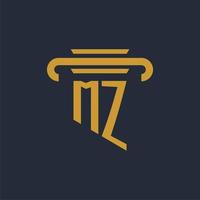 mz första logotyp monogram med pelare ikon design vektor bild