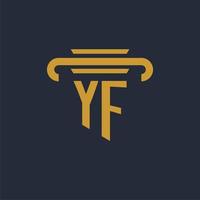 yf första logotyp monogram med pelare ikon design vektor bild