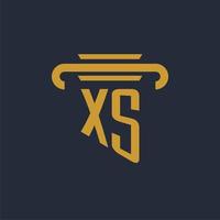 xs första logotyp monogram med pelare ikon design vektor bild