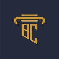 bc anfängliches Logo-Monogramm mit Säulen-Icon-Design-Vektorbild vektor