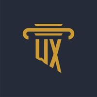 wx anfängliches Logo-Monogramm mit Säulen-Icon-Design-Vektorbild vektor