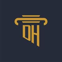 dh anfängliches Logo-Monogramm mit Säulen-Icon-Design-Vektorbild vektor