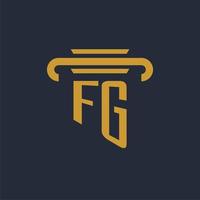 fg anfängliches Logo-Monogramm mit Säulen-Icon-Design-Vektorbild vektor