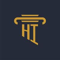 hallo anfängliches Logo-Monogramm mit Säulen-Icon-Design-Vektorbild vektor
