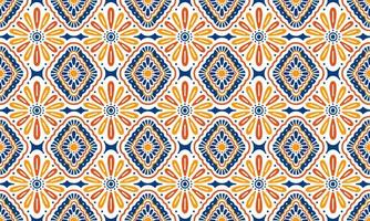 ethnisch abstrakt hintergrund niedlich gelb blau blume geometrisch tribal ikat volksmotiv arabisch orientalisch einheimisches muster traditionelles design teppich tapete kleidung stoff verpackung druck batik volksvektor vektor