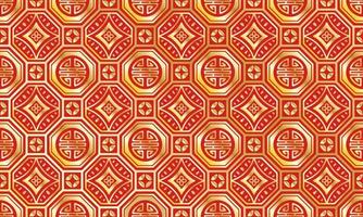 etnisk kinesisk traditionell abstrakt bakgrund söt röd guld geometrisk stam- ikat folk motiv orientalisk inföding mönster design matta tapet Kläder tyg omslag skriva ut batik folk sticka vektor