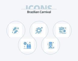 brasiliansk karneval blå ikon packa 5 ikon design. semester. strand. raket. tamburin. musik vektor