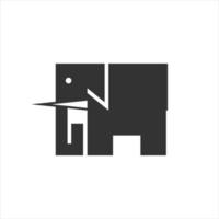 elefant logotyp. svart och vit silhuett. vektor