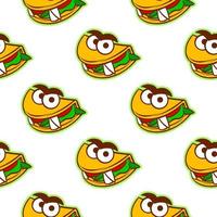 Muster von Cartoon-Tacos auf weißem Hintergrund. für Druck und Dekoration. Vektorillustration. vektor