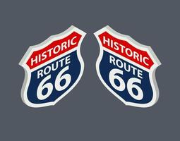 Historischer Wegweiser Route 66 in Isometrie für die Karte. Vektor-Illustration.
