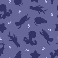 mönster av marin djur och fisk i silhuett stil för skriva ut och design.vector illustration. vektor