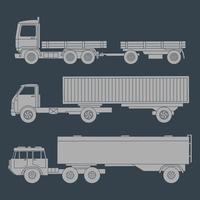 satz gezeichneter silhouetten von lastwagen mit anhängern. Vektor-Illustration vektor