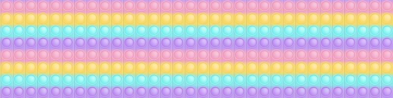 popping leksak bred bakgrund en tecknad serie trendig kisel fidget leksaker. beroendeframkallande bubbla leksak i pastell färger. vektor illustration i rektangel formatera för baner.
