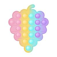 Knallfigur Traube als modisches Silikonspielzeug für Fidgets. süchtig machendes Anti-Stress-Spielzeug in pastellfarbenen Regenbogenfarben. Blasenentwicklung von Spielzeug für Kinder. vektorillustration lokalisiert auf weiß. vektor