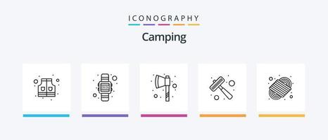 Camping Line 5 Icon Pack inklusive . Karten. Lage. Lage. Anschauen. kreatives Symboldesign vektor