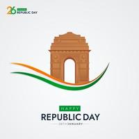 26 januari Indien republik dag 74: e firande social media posta vektor