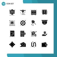 Gruppe von 16 soliden Glyphen Zeichen und Symbolen für Konzeptsafe Küchensafe editierbare Vektordesign-Elemente vektor
