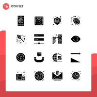 Stock Vector Icon Pack mit 16 Zeilenzeichen und Symbolen für Süßigkeiten, Honig, grafische Forschung, Krankheit, editierbare Vektordesign-Elemente