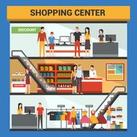 Einkaufszentrum-Vektor-Illustration mit drei Böden vektor