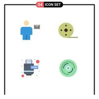 Stock Vector Icon Pack mit 4 Zeilen Zeichen und Symbolen für Avatar Kabel Human Film HDMI editierbare Vektordesign-Elemente