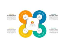 infographic cirkel element mall kan användas för arbetsflöde layout, diagram, antal alternativ, webbdesign. infografisk affärsidé med 4 alternativ, delar, steg eller processer. vektor