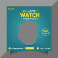Rabattvorlage für den Verkauf von Armbanduhren. Smartwatch Produktverkauf Social Media Post Vektor. gadget produkt werbung vorlage design.clock business werbevorlage. kostenloser Vektor