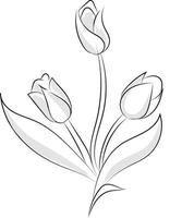 fri vektor hand dragen platt design tulpan blomma översikt