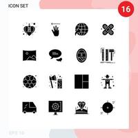 16 universelle solide Glyphen für Web- und mobile Anwendungen Panorama Unterhaltungspfeil Kinoverband editierbare Vektordesign-Elemente vektor