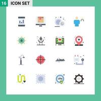 Gruppe von 16 flachen Farbzeichen und Symbolen für Budget Paar Geschirr menschlicher Avatar editierbares Paket kreativer Vektordesign-Elemente vektor