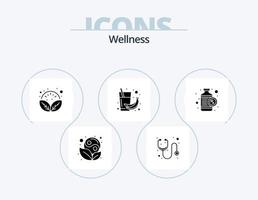 Wellness-Glyphen-Icon-Pack 5 Icon-Design. Flasche. Gesundheit. Blätter. Obst. Banane vektor